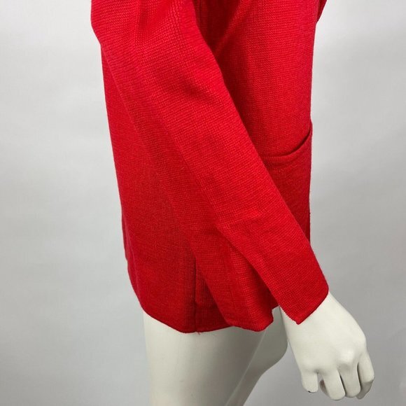 Anthropologie HWR Monogram Owen Red Long‎ Cardigan Wool Button-up Sweater Women - Picture 8 of 14